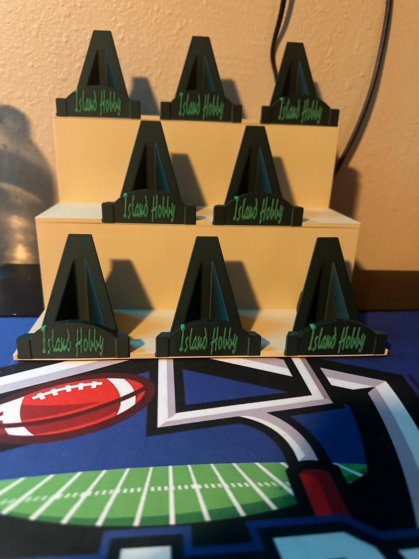 3D Printed Bleacher Card Display With 8 Logo Card Stands