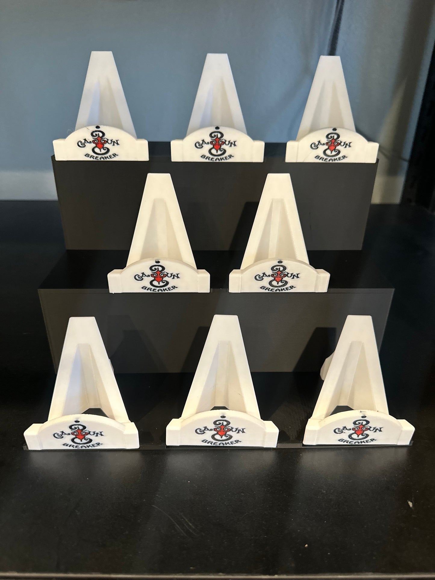 3D Printed Bleacher Card Display With 8 Logo Card Stands