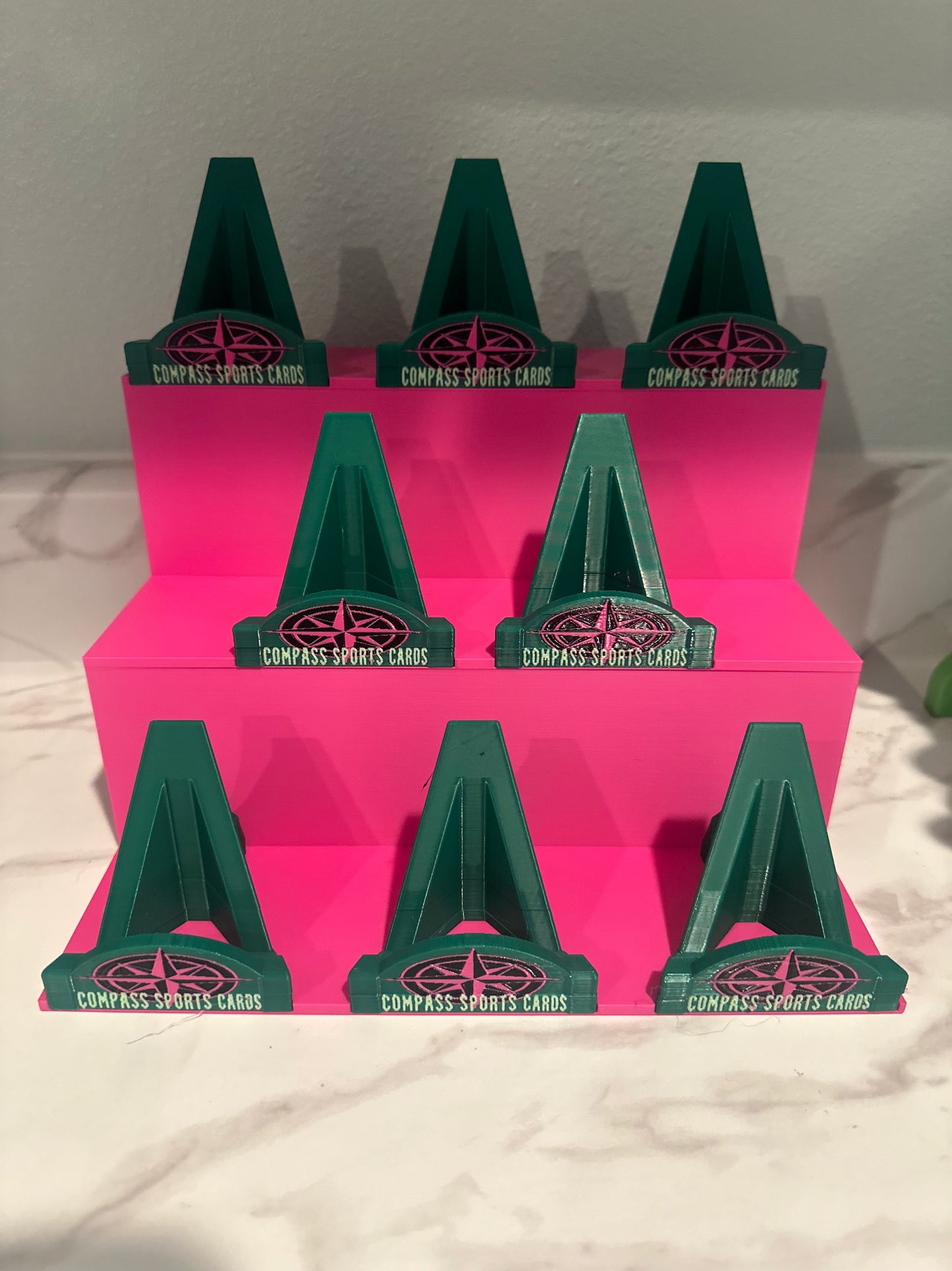3D Printed Bleacher Card Display With 8 Logo Card Stands