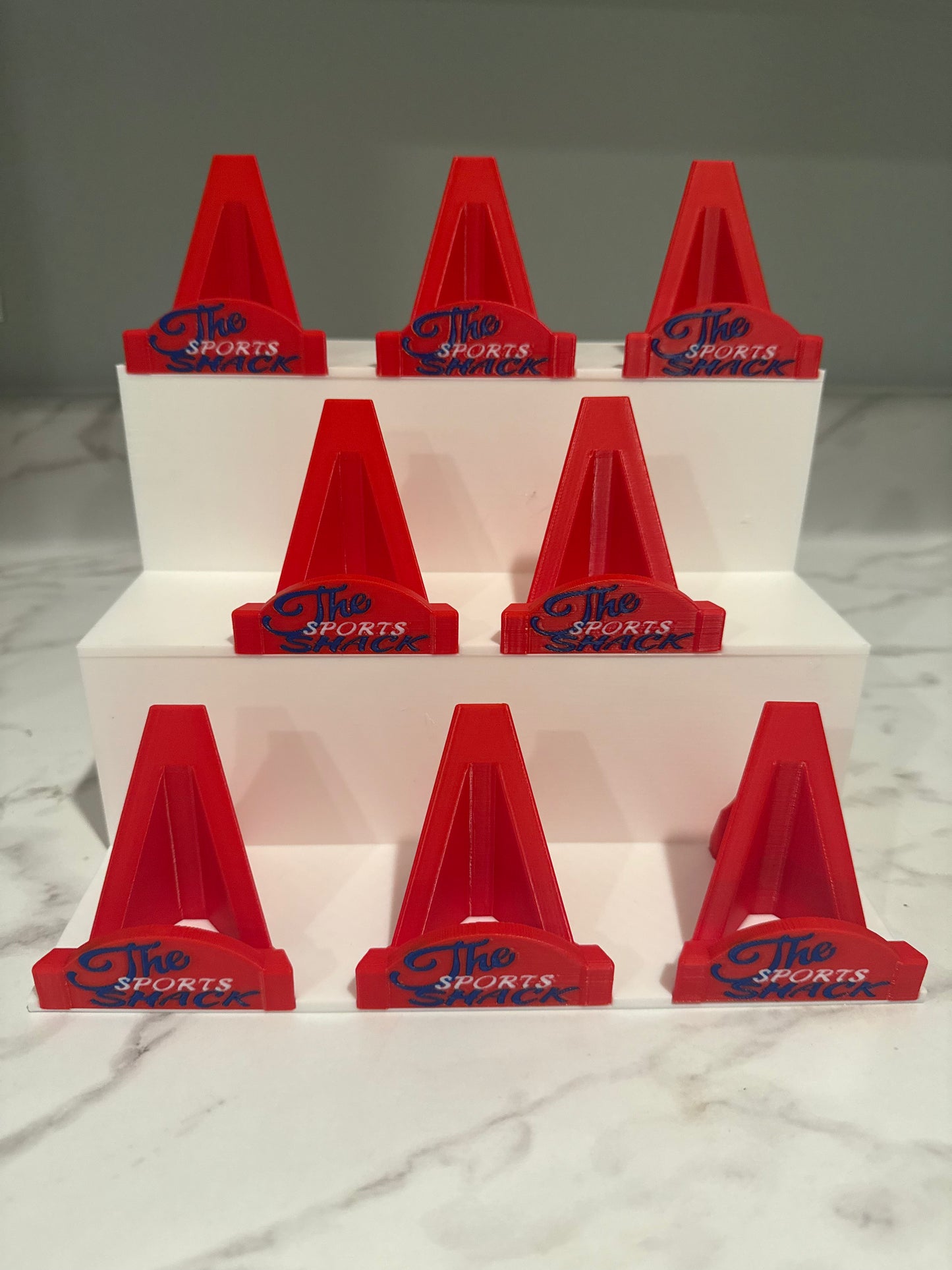 3D Printed Bleacher Card Display With 8 Logo Card Stands