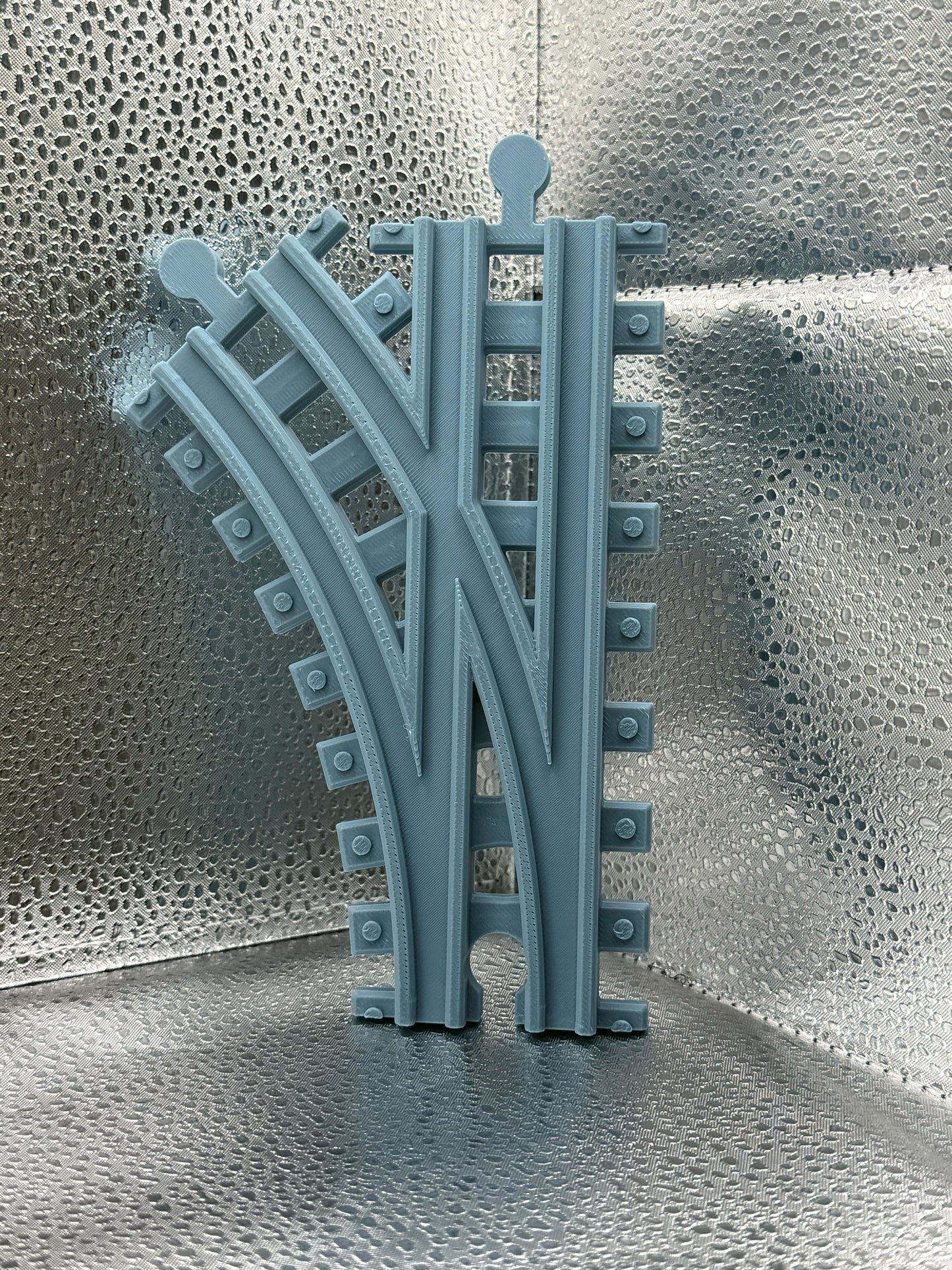 3D Printed Tiny Train Track Curve-Straight Female to Male