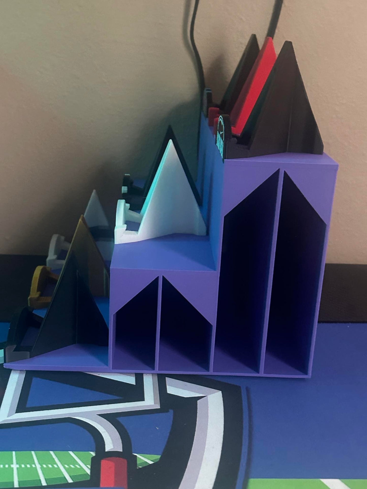 3D Printed Bleacher Card Display With 8 Logo Card Stands