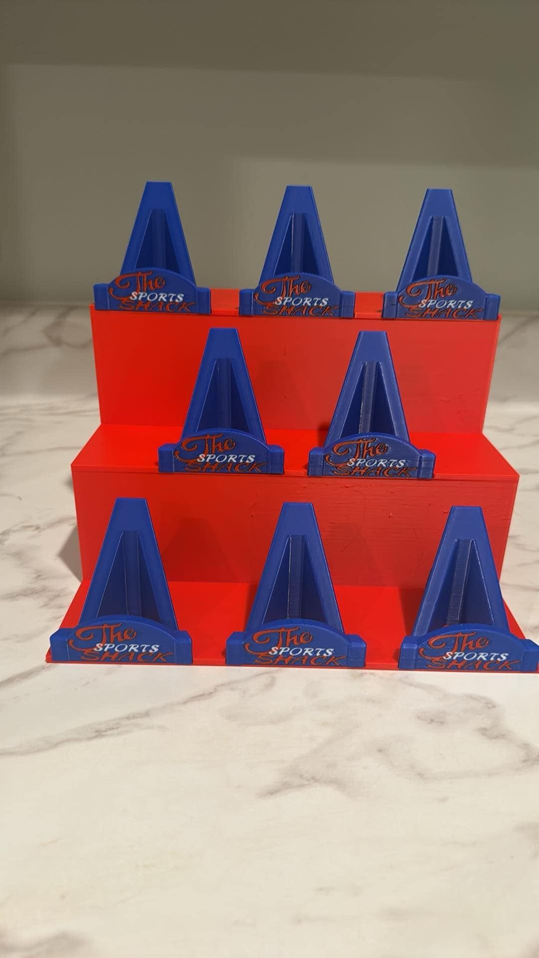 3D Printed Bleacher Card Display With 8 Logo Card Stands