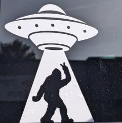 Vinyl Sasquatch UFO Abduction Decal