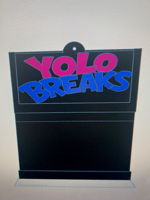 3D Printed Yolo Breaks Black Stadium with Logo plate and black bleacher with 8 text stands