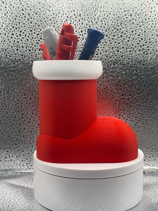 3D Printed Santa Boot Pen Holder- Bring the holidays to your desk!