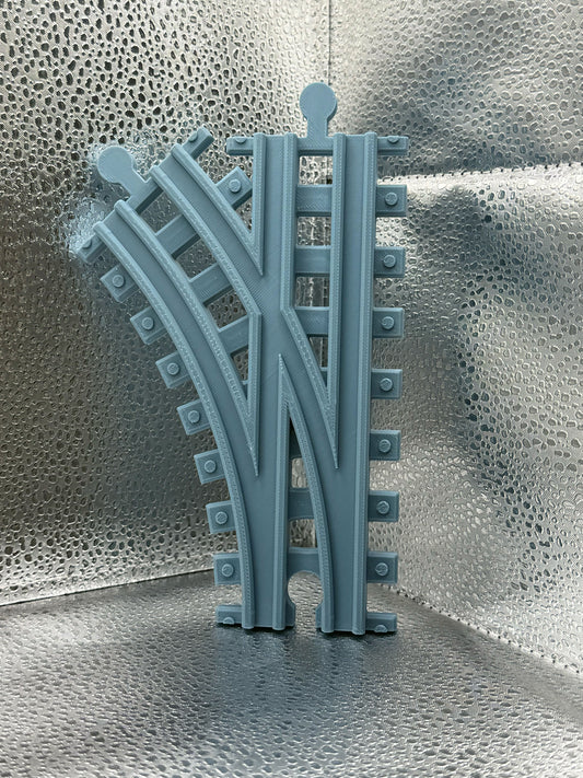 3D Printed Tiny Train Track Curve-Straight Female to Male