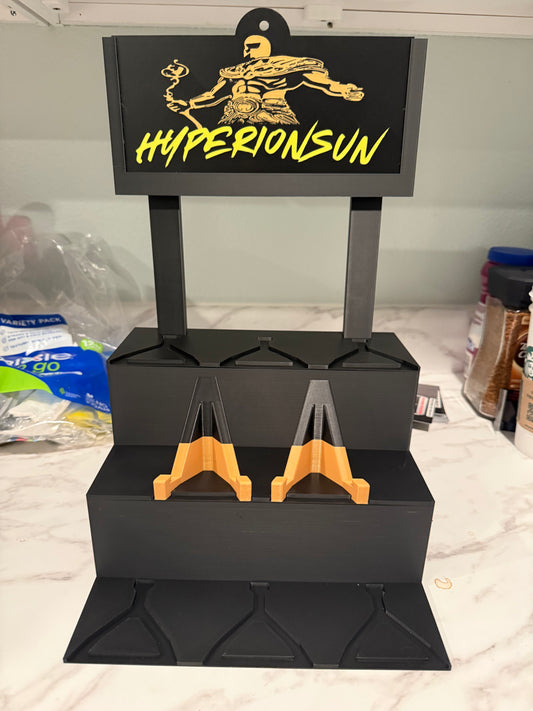 3D Printed Bleacher Card Display With 8 Standard Card Stands and Logo Plate