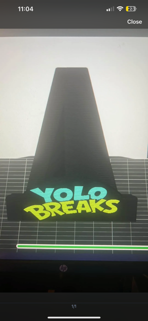 3D Printed Yolo Breaks Black Stadium with Logo plate and black bleacher with 8 text stands